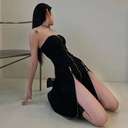 Goth Espionage Black Underground Tube Dress