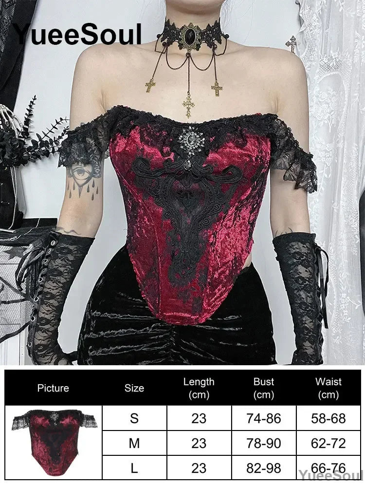Gothic Lace Mesh Crop Spaghetti Strap Tops