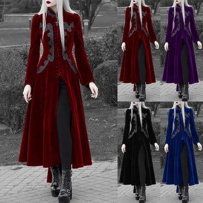Long Sleeve Velvet Tailcoat Gothic Vampire Medieval