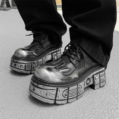 Woman Ankle Boots Lace-up Platform Metal Decor