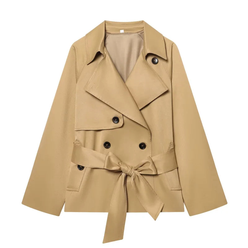 British fall style lapel double-breasted trench coat