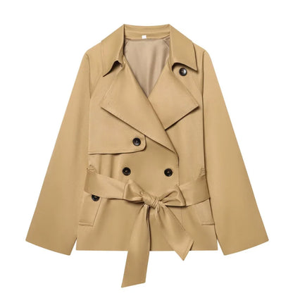 British fall style lapel double-breasted trench coat