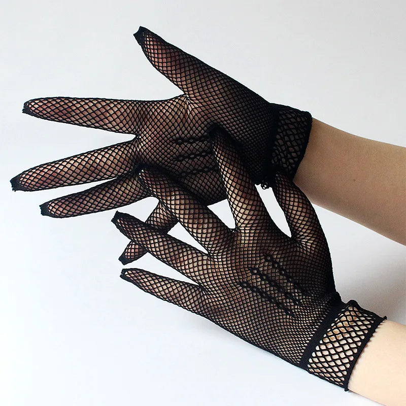 Lace Hollow Out Gloves Mesh Thin Mittens