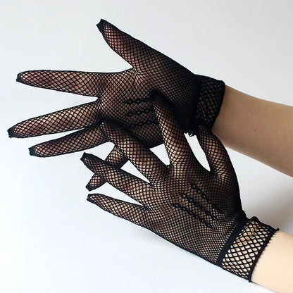Lace Hollow Out Gloves Mesh Thin Mittens