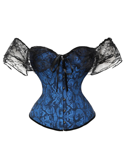 Lace Jacquard Off Shoulder Corset Top Waist Cincher