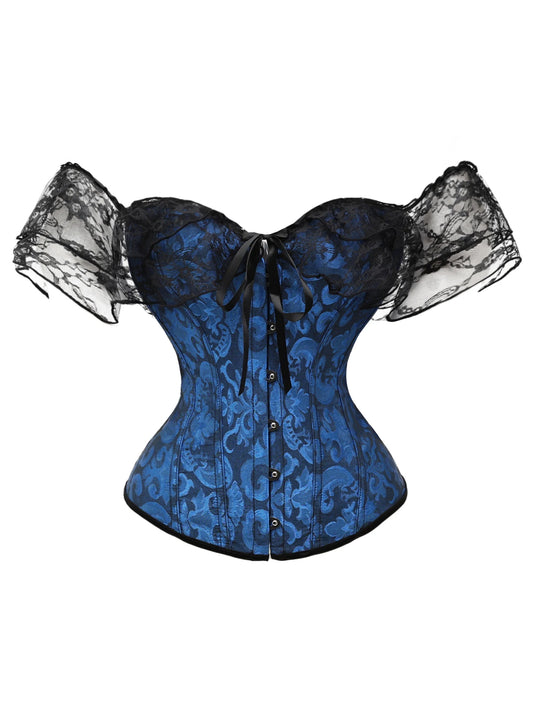 Lace Jacquard Off Shoulder Corset Top Waist Cincher