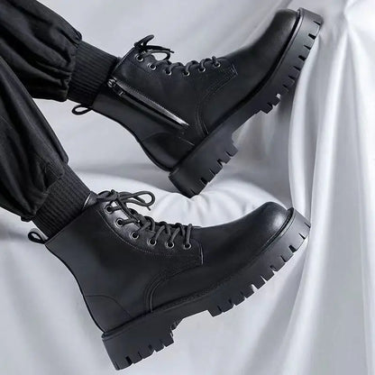 Men's Genuine Leather Motorcycle Boots High-top