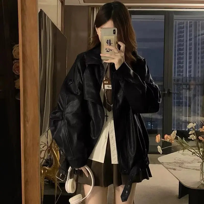 Solid Turn Down Collar Fall Jacket