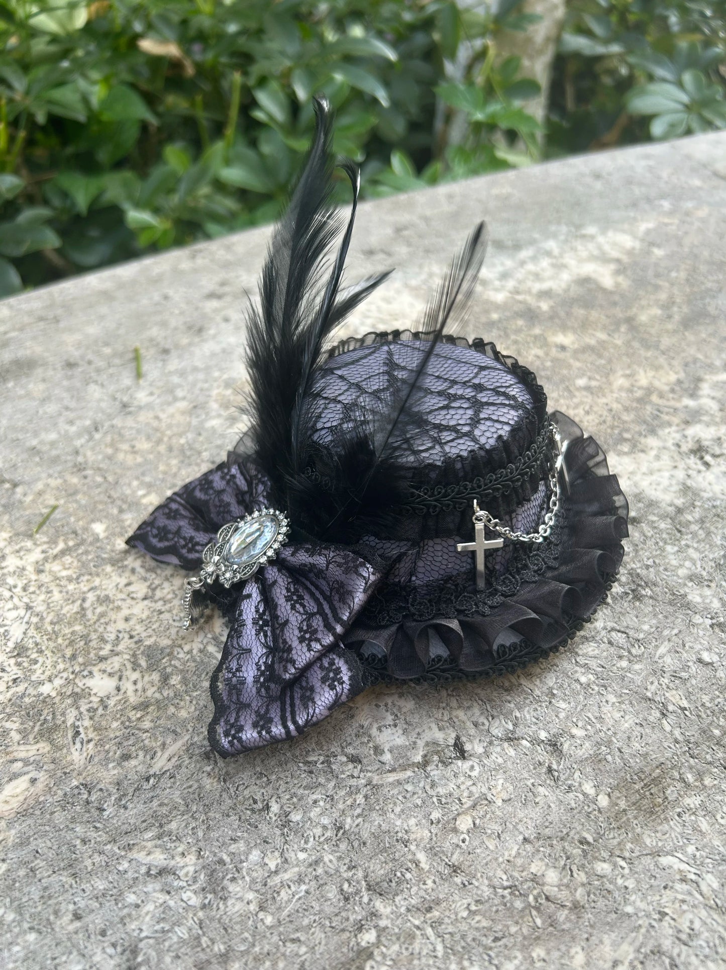Lolita headpiece retro cross hair tophat