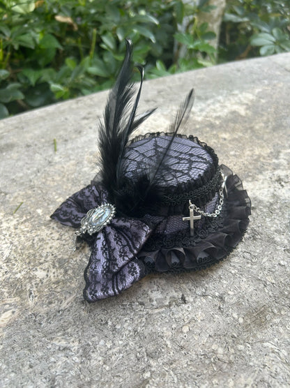 Lolita headpiece retro cross hair tophat
