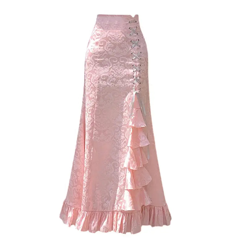 Victorian Court Mermaid Long Ruffled Slim Fishtail Skirt
