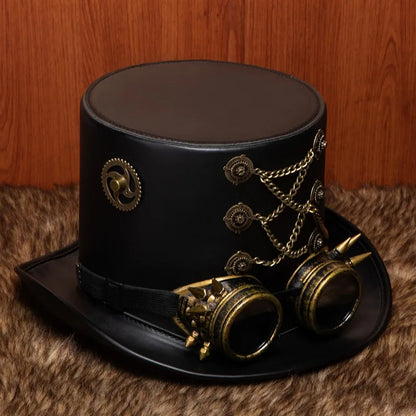 Victorian Steampunk Top Hat with Goggles Vintage