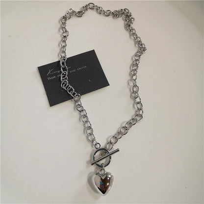 Punk Rock Black Heart Cross Pendant Chain Necklace Goth Accessories