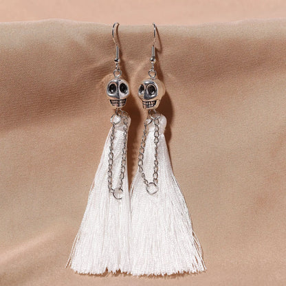 Skeleton Drop Earrings Creative Ethnic Long Tassel Skull Dangle Earring