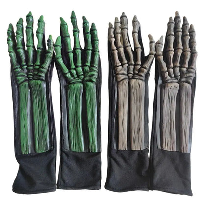 Luminous Skull Bone Gloves Glow In Dark Long Sleeve Skeleton