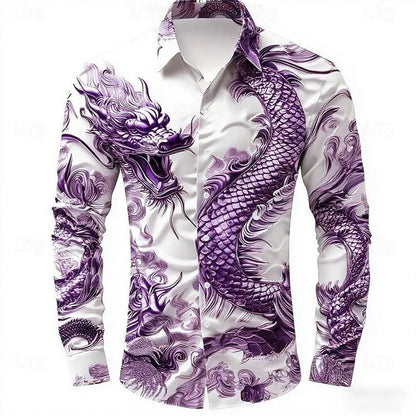 Dragon Men's Long Sleeve Casual Shirt 3D Printed