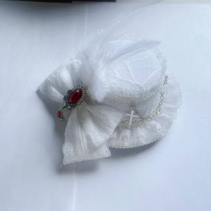 Lolita headpiece retro cross hair tophat