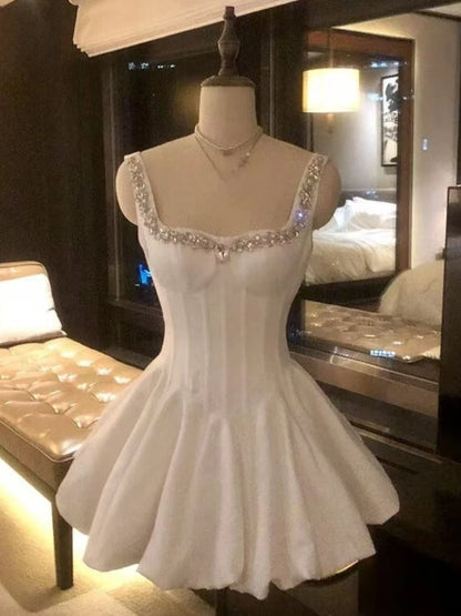 Sling Retro Tulle Ruffles Trim Dress