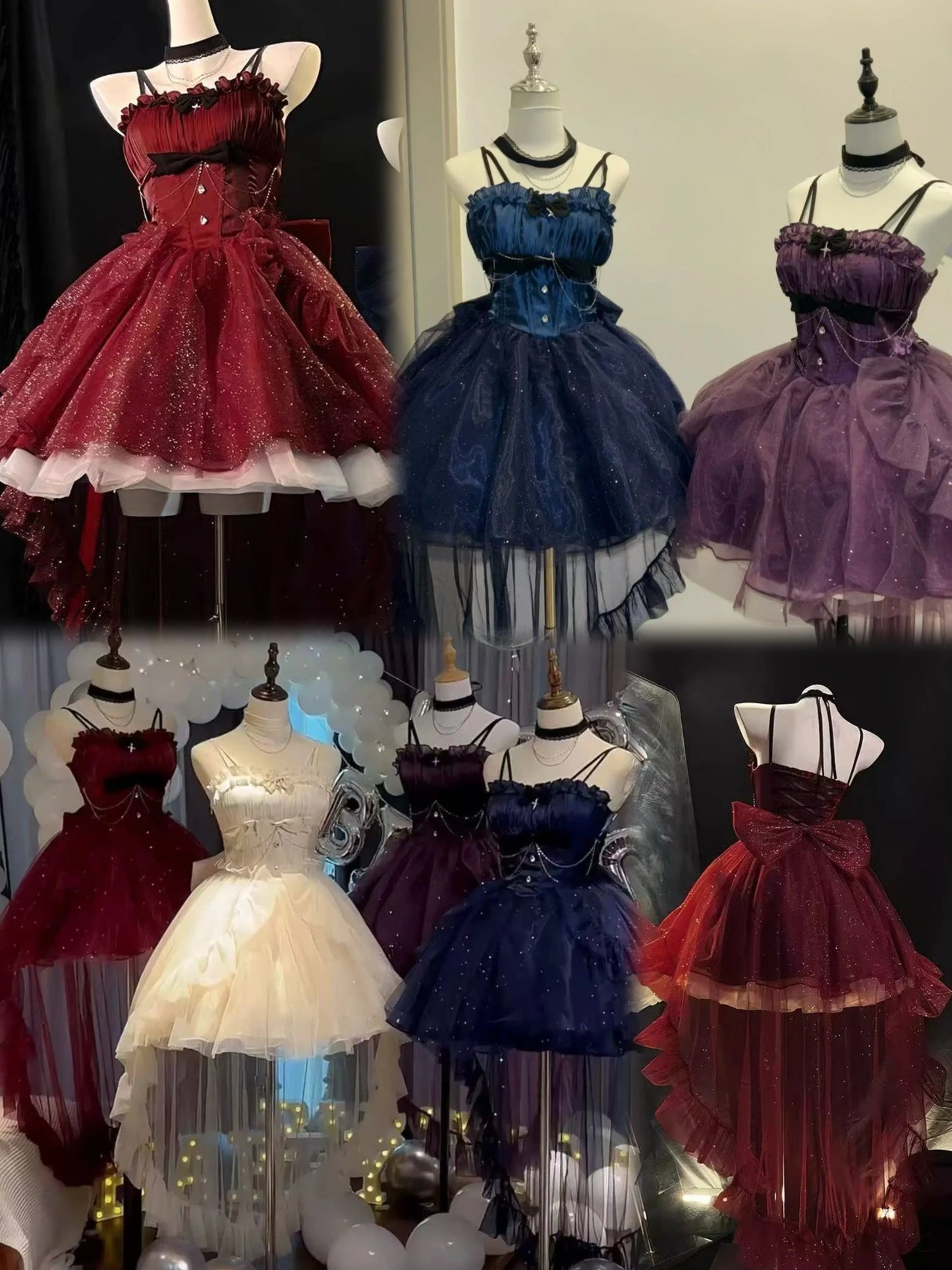 Sling Retro Tulle Ruffles Trim Dress
