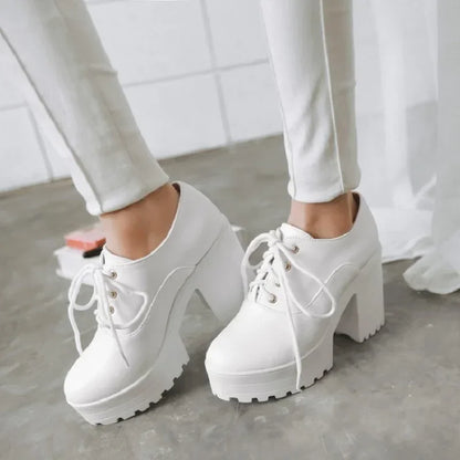 Pumps Chunky Block High Heels Shoes