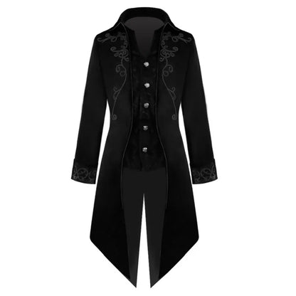 Gothic Steampunk Vintage Medieval Vampire Black Red Coat Court Style Nobles Tailcoat