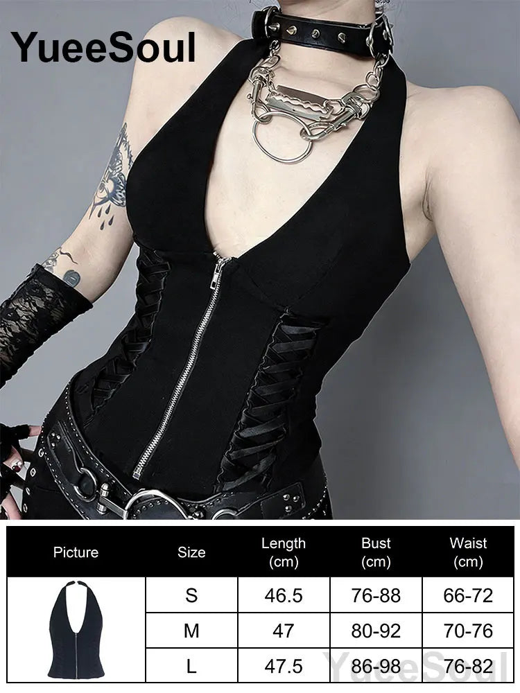 Gothic Lace Mesh Crop Spaghetti Strap Tops
