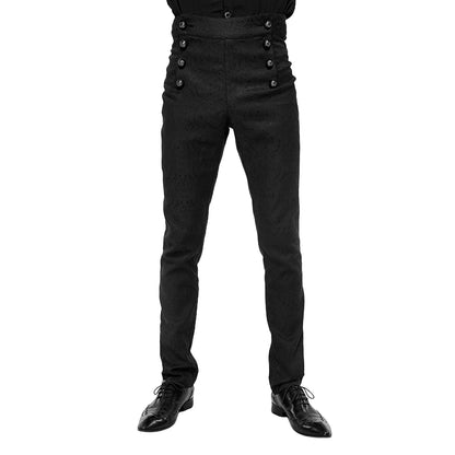 Vintage Men Victorian Pants High Waist Casual Trousers Joggers