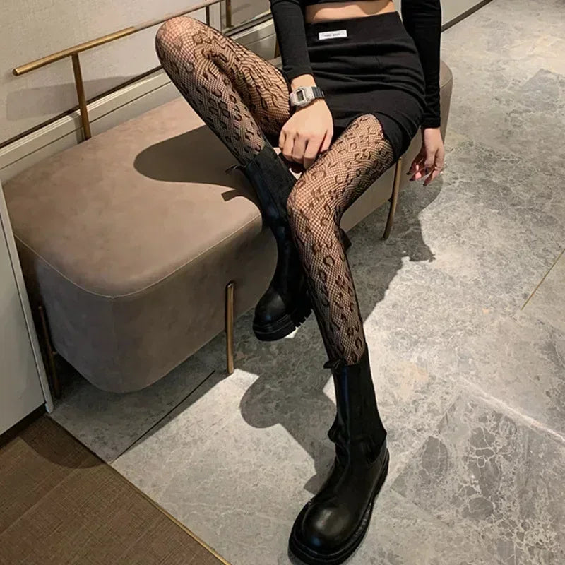 Tights Gothic Cross Print Club Stockings Nylon Socks Fishnet Pantyhose