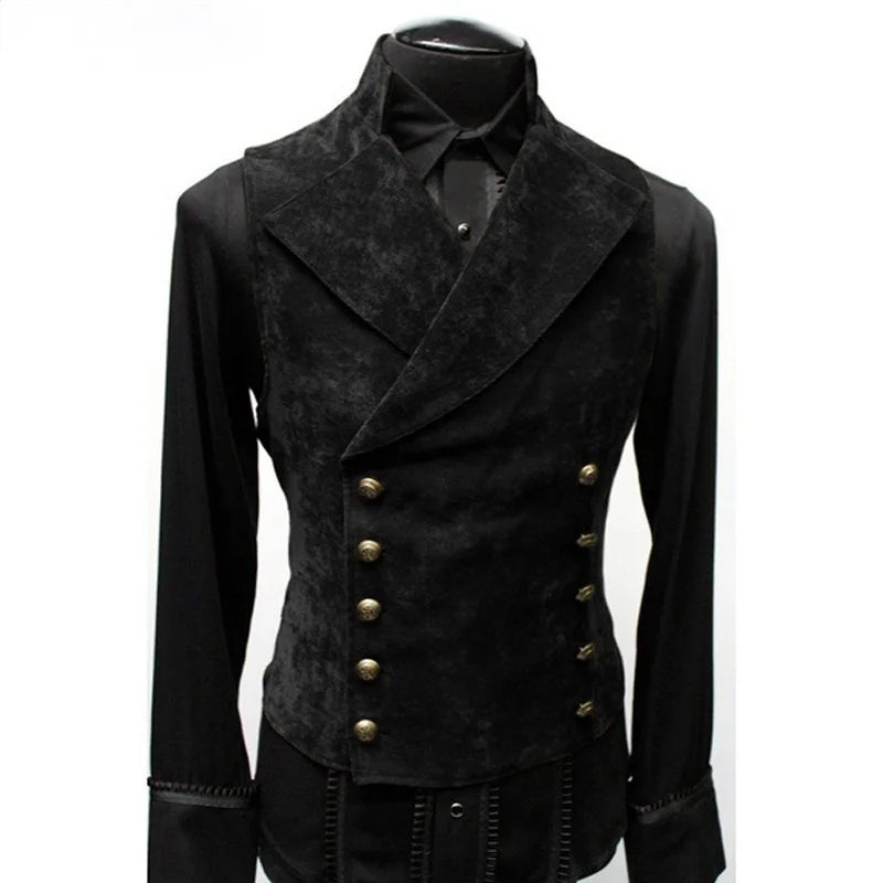 Gothic Vest Polyester Breast Waistcoat Double Vest Victorian Waistcoat
