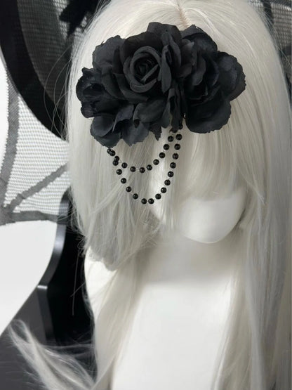 Black Rose Handmade Goth Hairpin