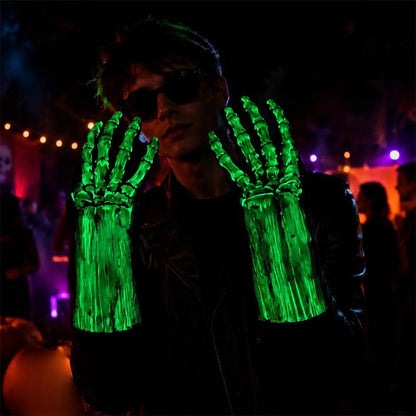 Luminous Skull Bone Gloves Glow In Dark Long Sleeve Skeleton