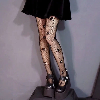 Cross Print Club Tights Goth Tights Nylon Fishnet Pantyhose