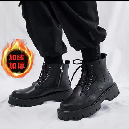 Men's Genuine Leather Motorcycle Boots High-top