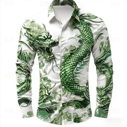 Dragon Men's Long Sleeve Casual Shirt 3D Printed