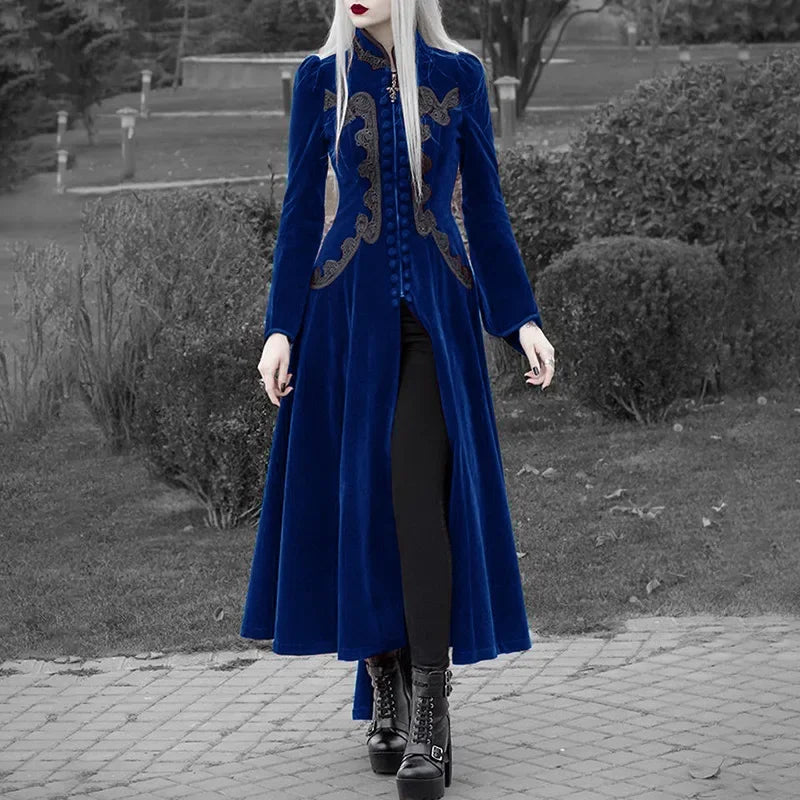 Long Sleeve Velvet Tailcoat Gothic Vampire Medieval