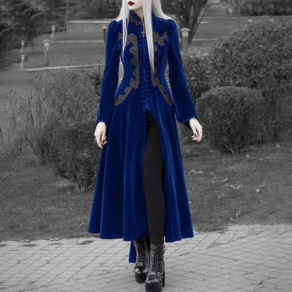 Long Sleeve Velvet Tailcoat Gothic Vampire Medieval