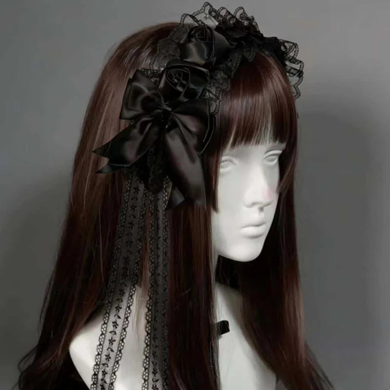 Double Satin Bow with Tassel Bonnet Girl Hair Accessories
