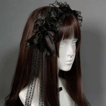 Double Satin Bow with Tassel Bonnet Girl Hair Accessories