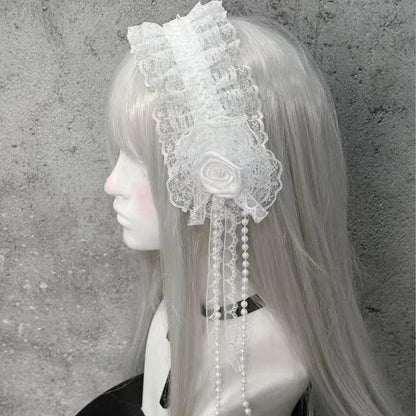 Double Satin Bow with Tassel Bonnet Girl Hair Accessories