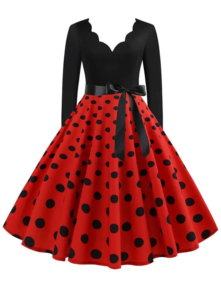 Vintage V Polka Dot Pin Up Dress
