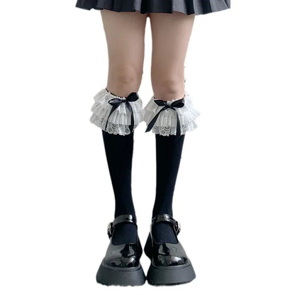 Lace Stockings Bow Knot Stockings Ruffle Long Socks