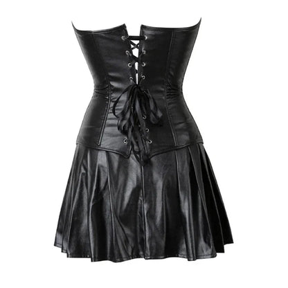 Warrior Princess PU Leather Pleated Dress