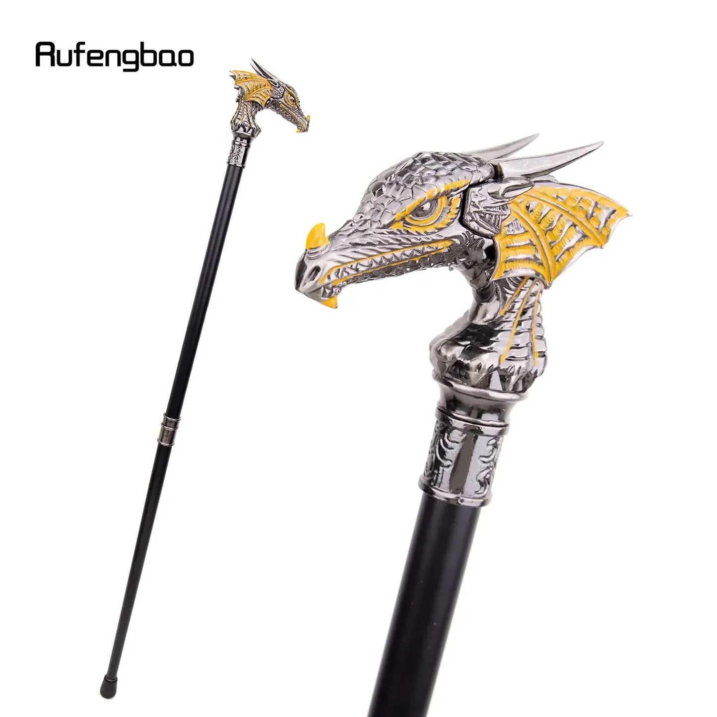 Golden Black Luxury Dragon Head Walking Cane Decorative Gentleman Elegant