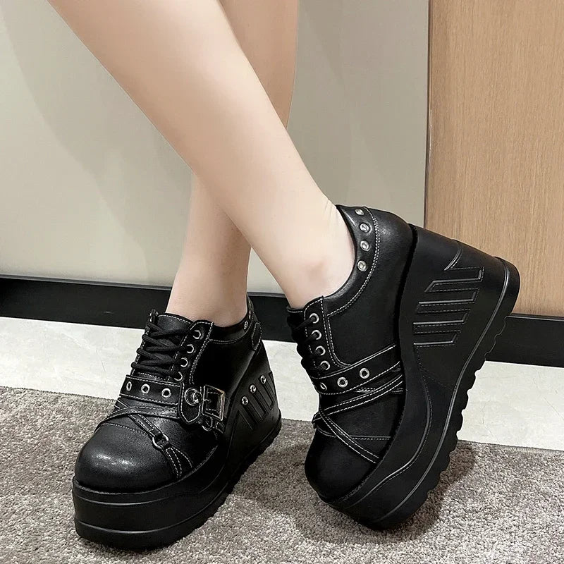 Gothic Mary Jane Strap Up Platforms