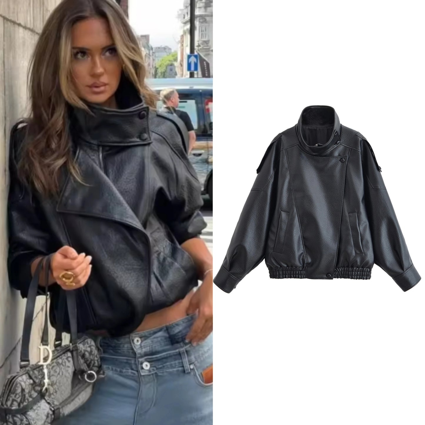 Fall Pebble Faux Leather Jacket