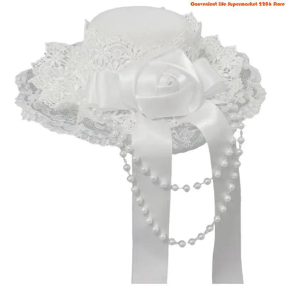 Bead Chain Lace Headpiece Gothic Top Hat