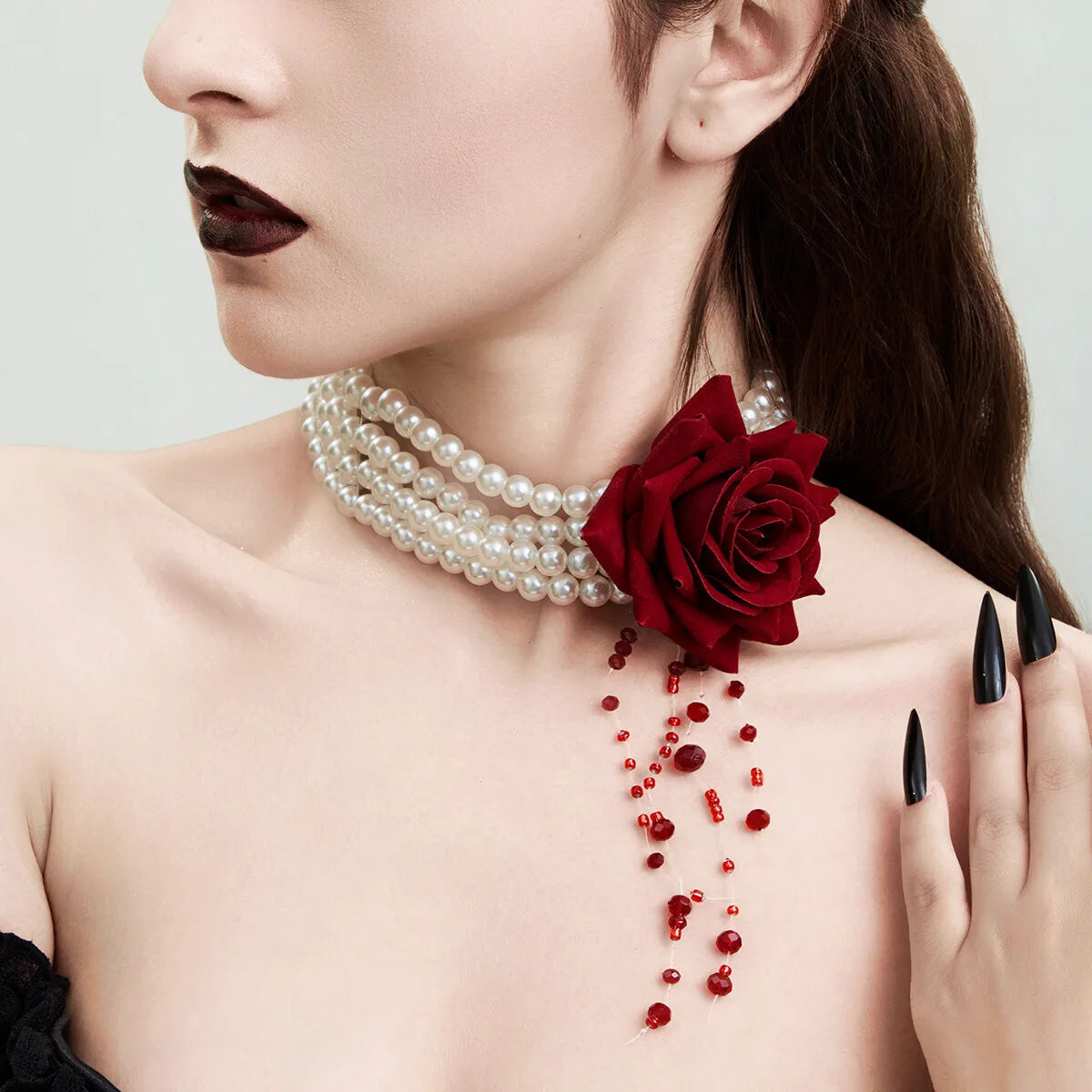 Dripping Blood Imitation Pearls Necklace Choker