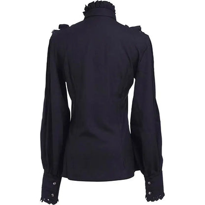 Vintage Ruffle High Collar Gothic Blouse