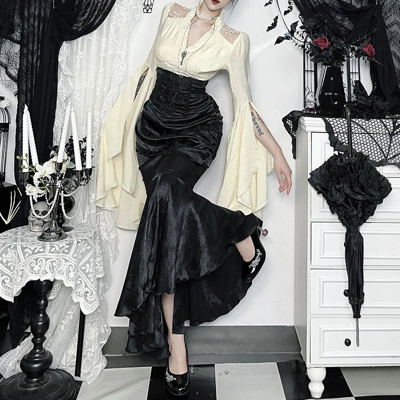 Asymmetrical Maxi Gothic High Rise Mermaid Skirts