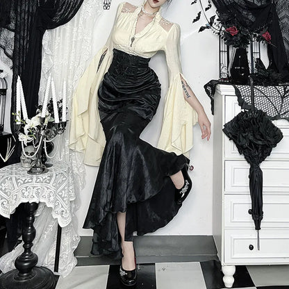 Asymmetrical Maxi Gothic High Rise Mermaid Skirts